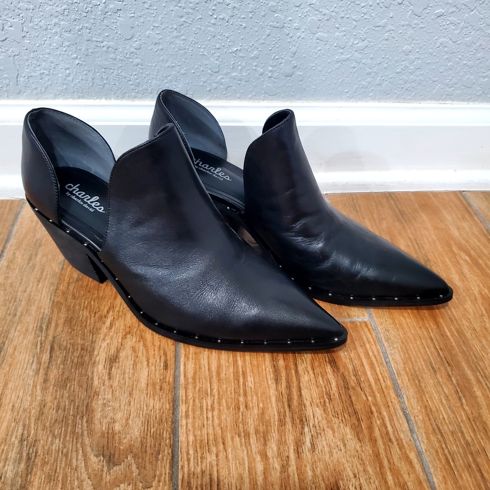 Charles David Black Heeled Boots